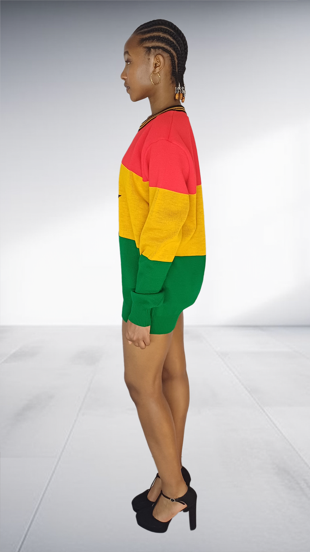 Ghana Flag Inspired Sweater Dress with Black Star