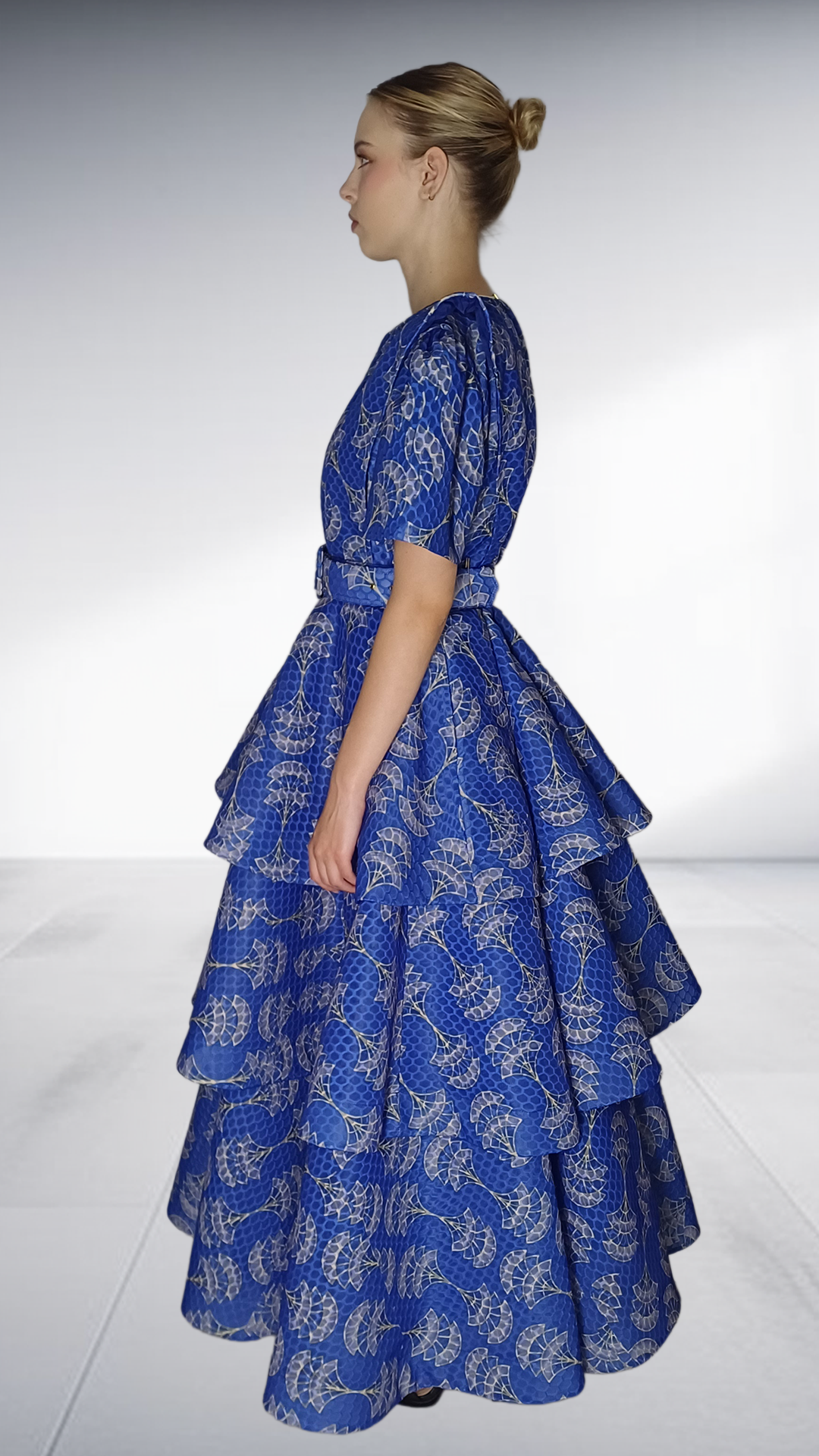 Jozsy Shikisha Tiered Maxi Dress - Royal Blue & Silver