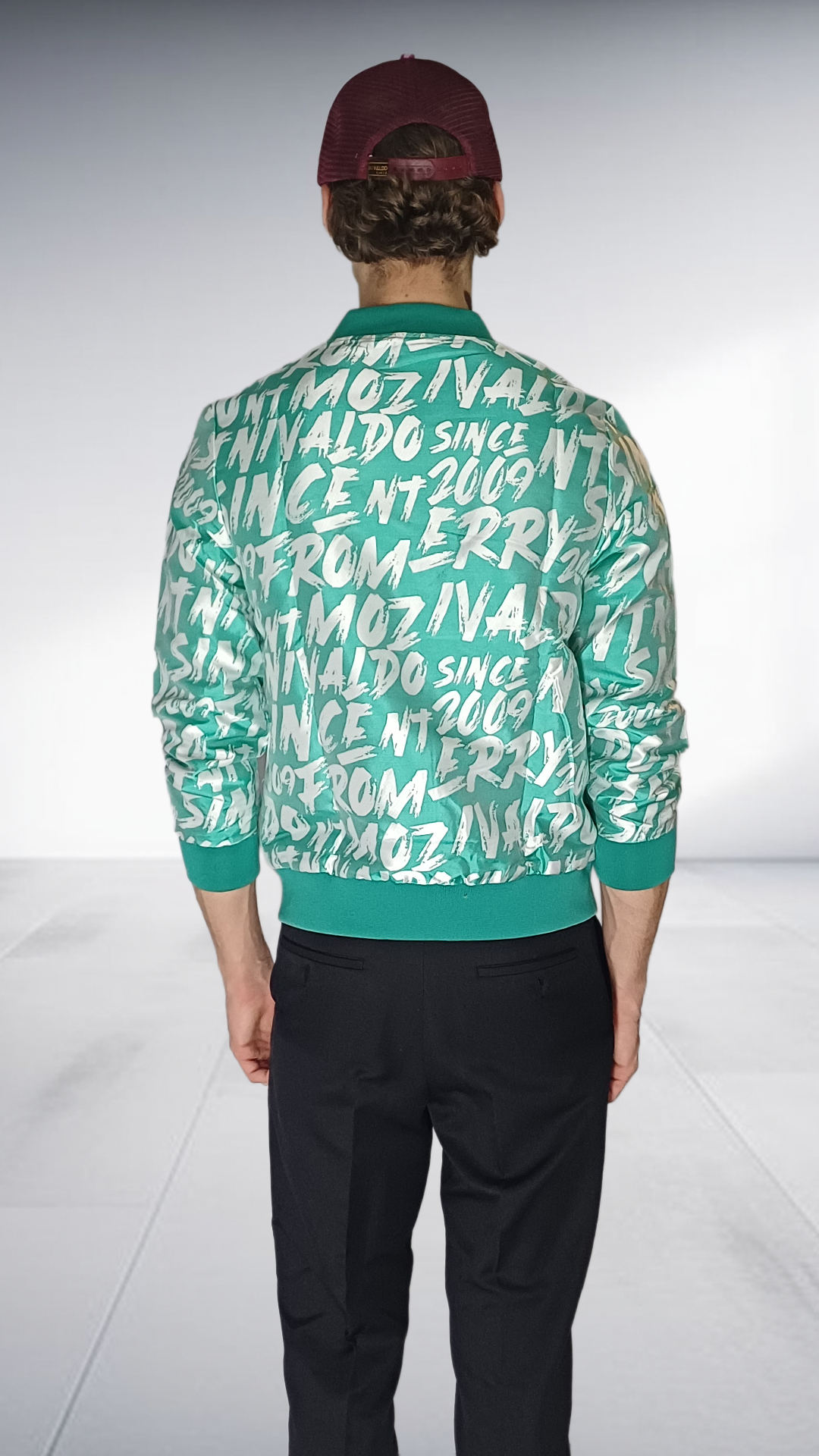 Nivaldo Thierry Graphic Print Bomber Jacket - Turquoise & White
