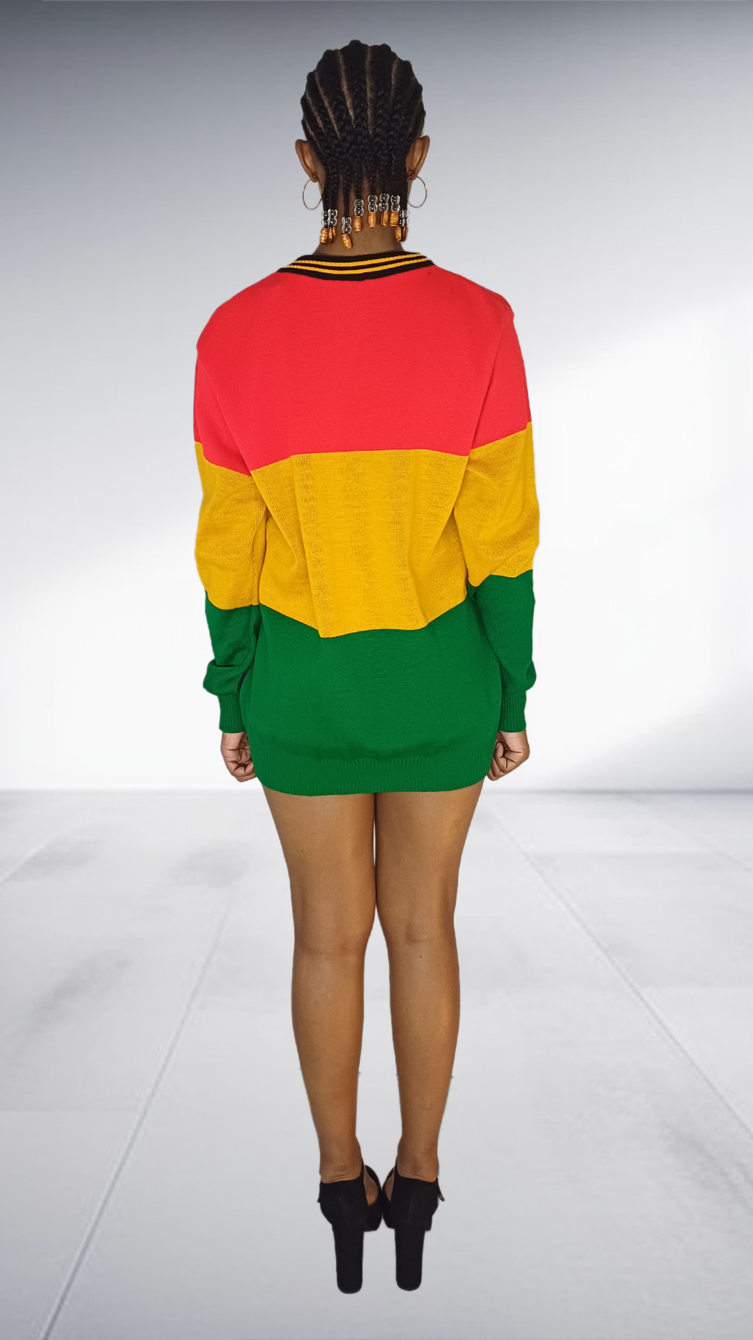 Isiqhaza Ghana Flag Inspired Sweater Dress with Black Star
