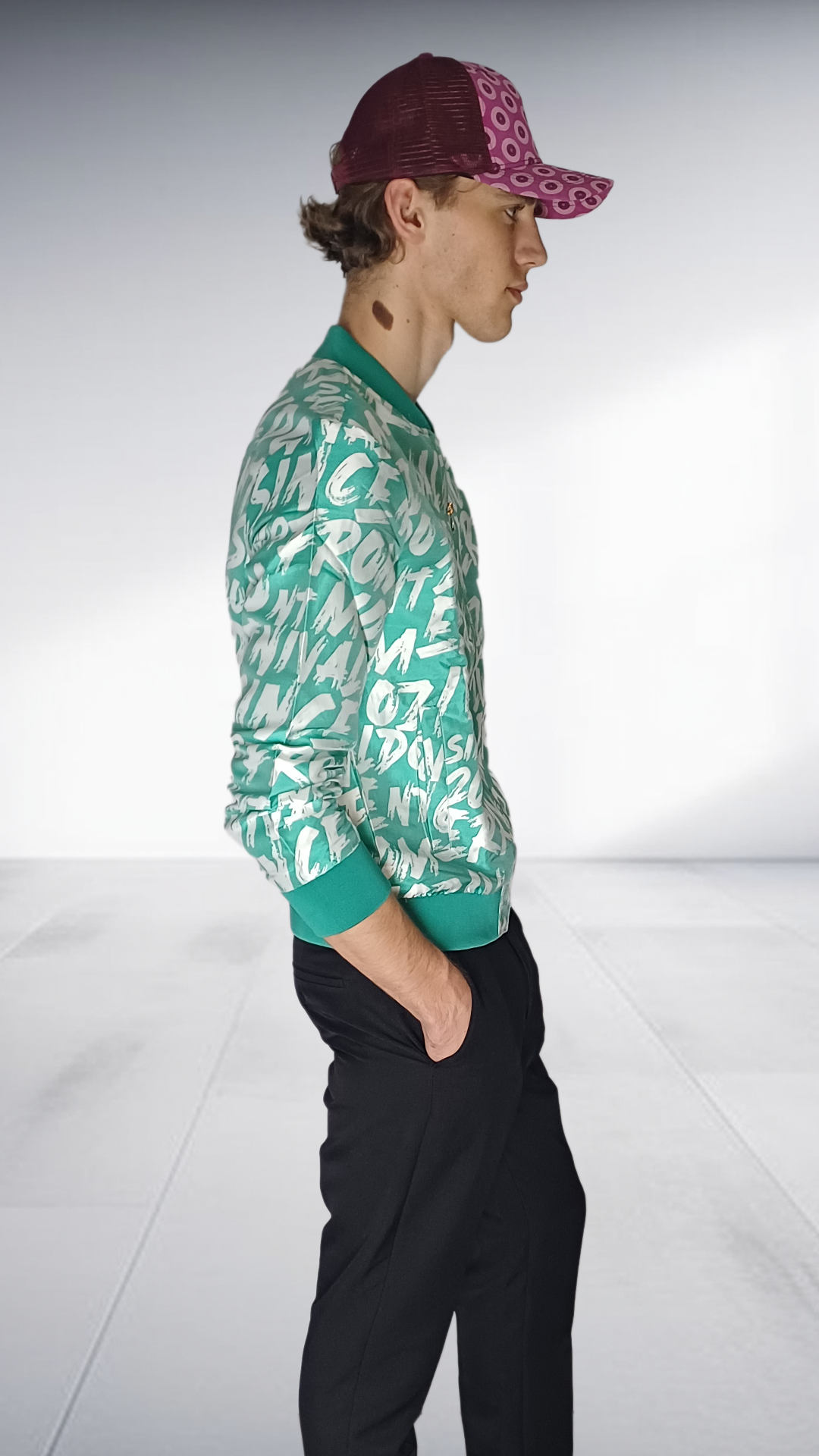 Nivaldo Thierry Graphic Print Bomber Jacket - Turquoise & White