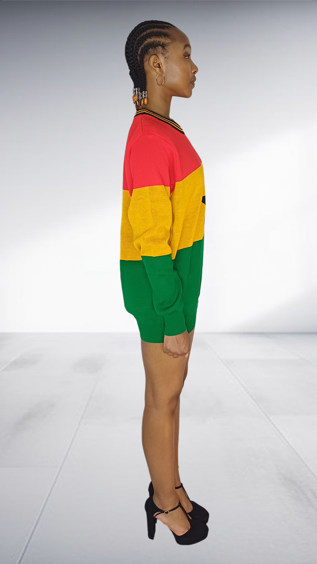 Isiqhaza Ghana Flag Inspired Sweater Dress with Black Star