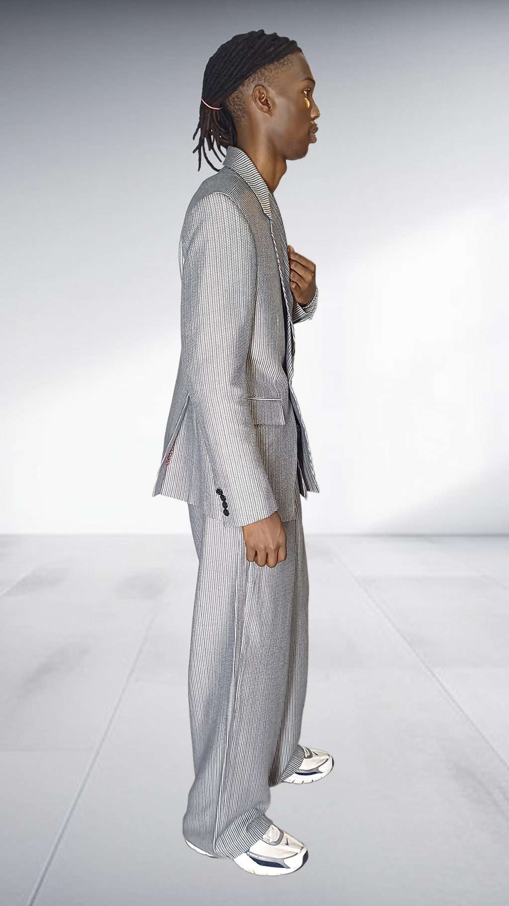 Fundundzi Grey Printed Suit Set - Double-Breasted Blazer & Wide-Leg Pants – Two-Piece Set, view 5 | AfricaRise