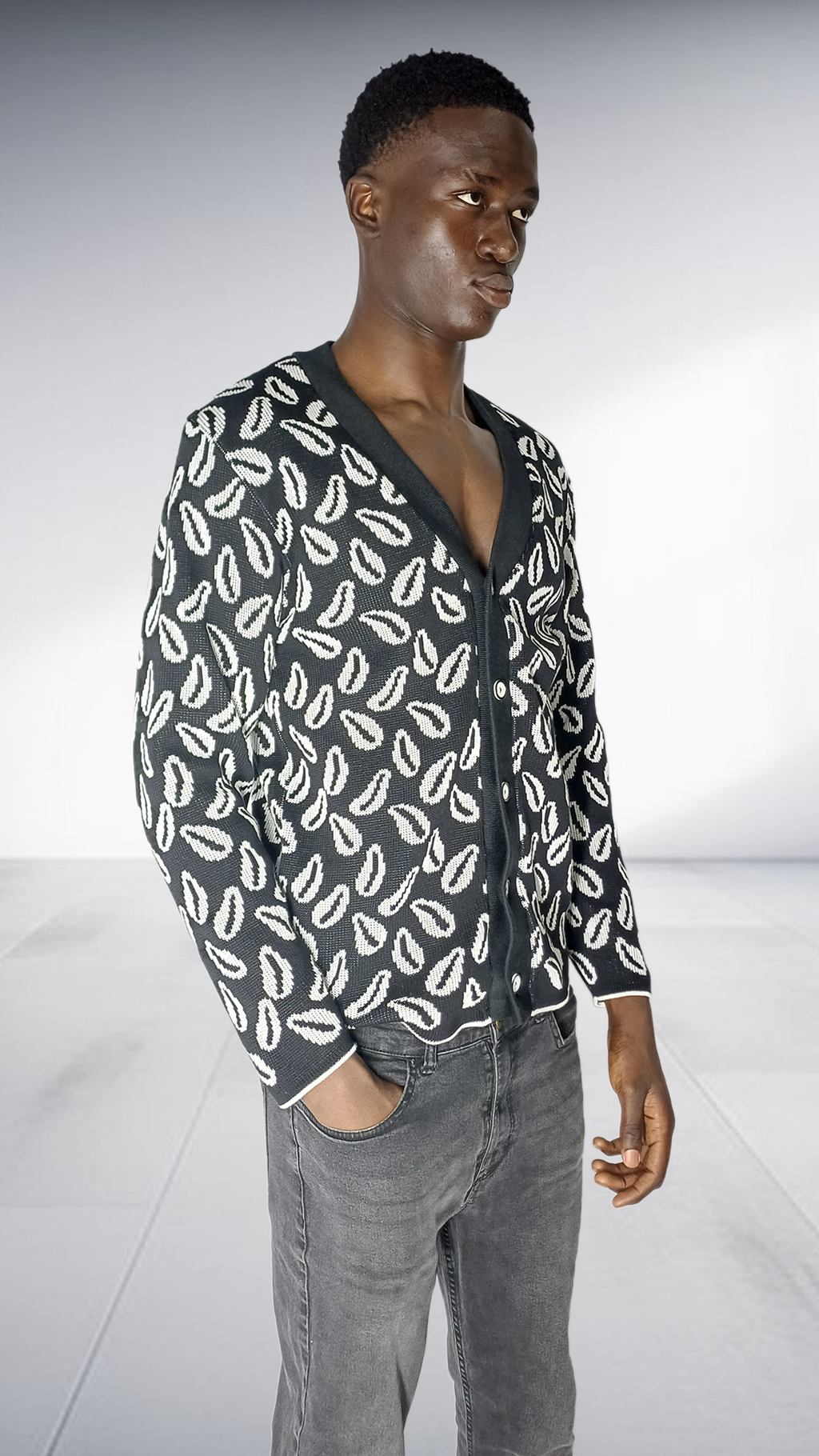 Thula Sindi Cowrie Shell Pattern Cardigan - Black & White