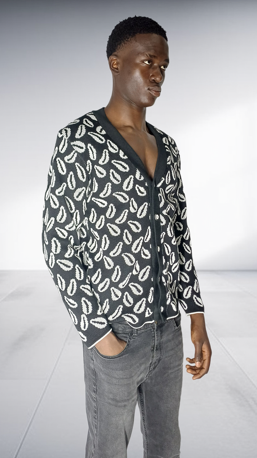 Thula Sindi Cowrie Shell Pattern Cardigan - Black & White
