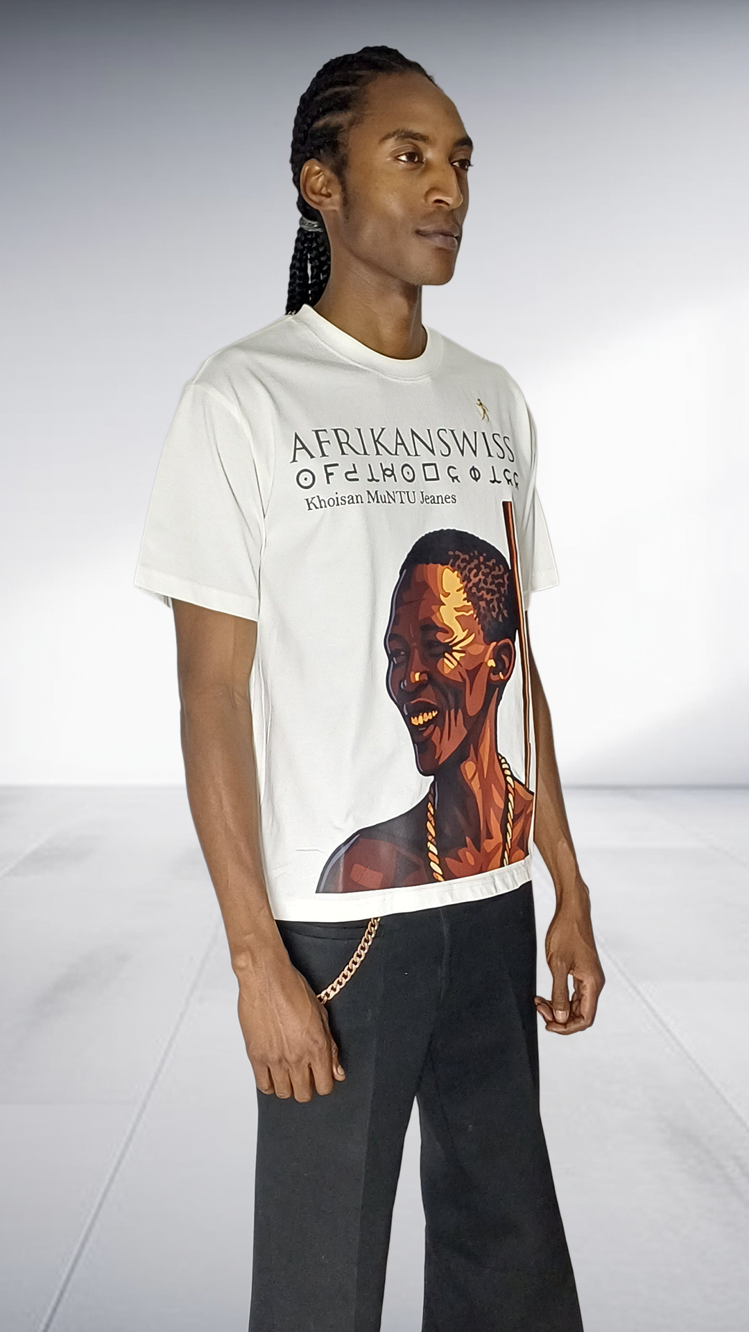 Afrikanswiss Graphic Portrait T-Shirt - Cream