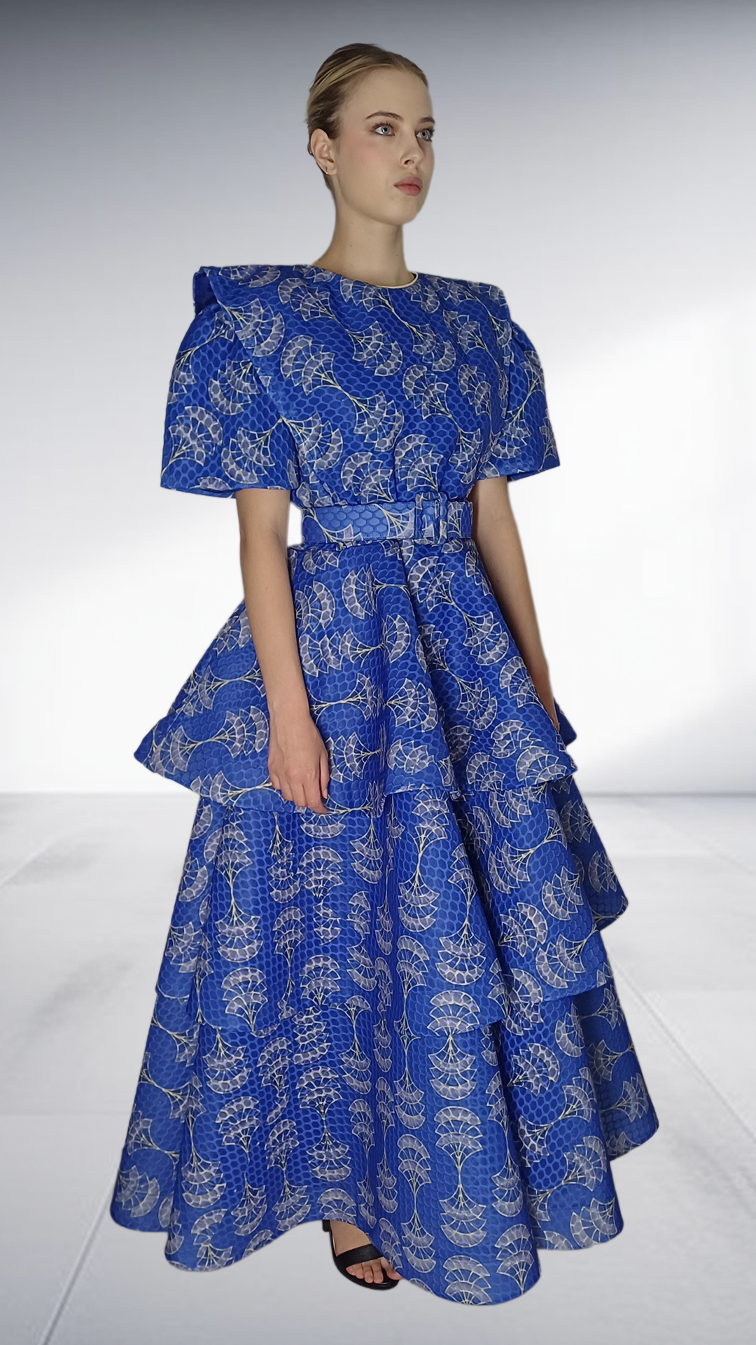 Jozsy Shikisha Tiered Maxi Dress - Royal Blue & Silver