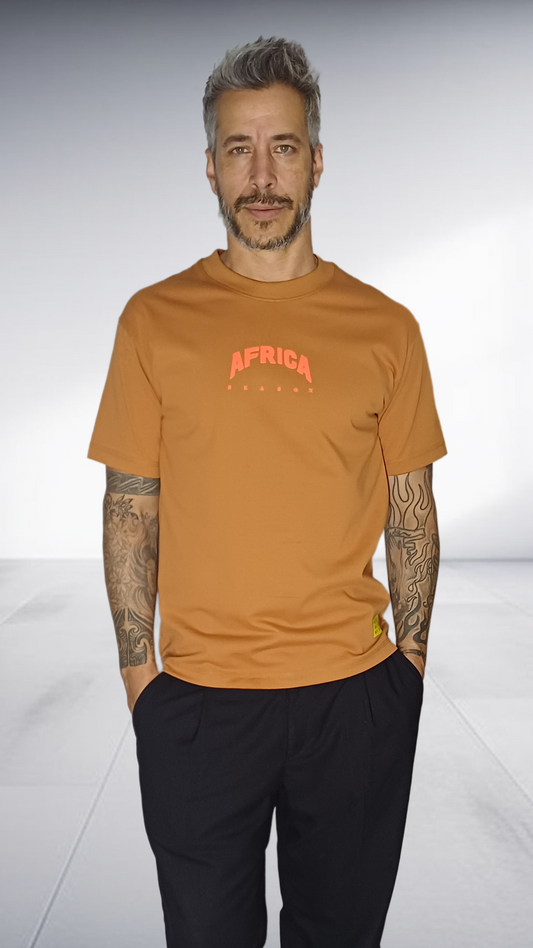 SE7EN HEART BEATS Africa Season Couple Graphic T-Shirt - Caramel & Coral