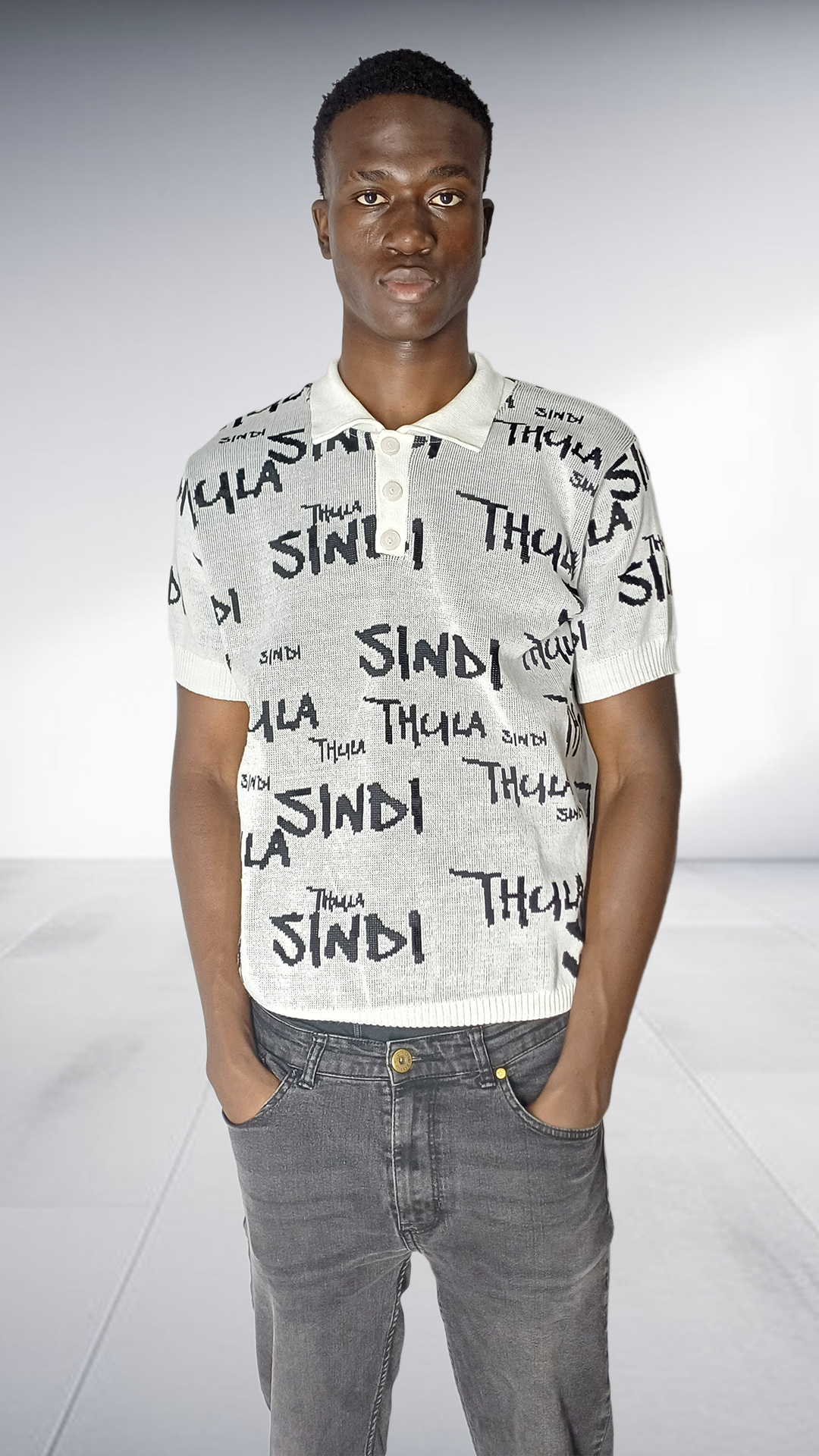 Thula Sindi Signature Knit Polo Shirt - Cream & Black