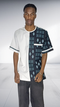 Lolo D Asymmetric Mudcloth Print Short Sleeve Shirt - White & Black