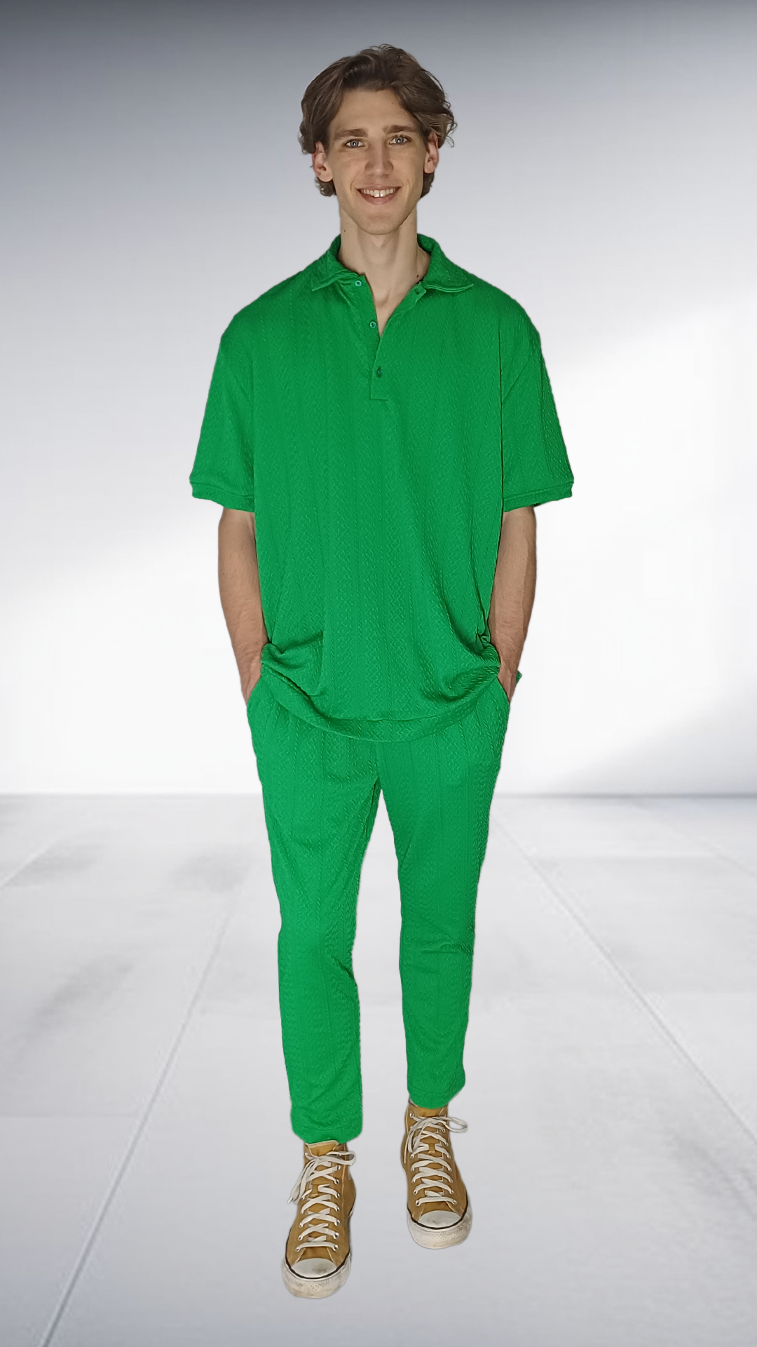 ZIMKHITHA Green Polo & Pants Two-Piece Set