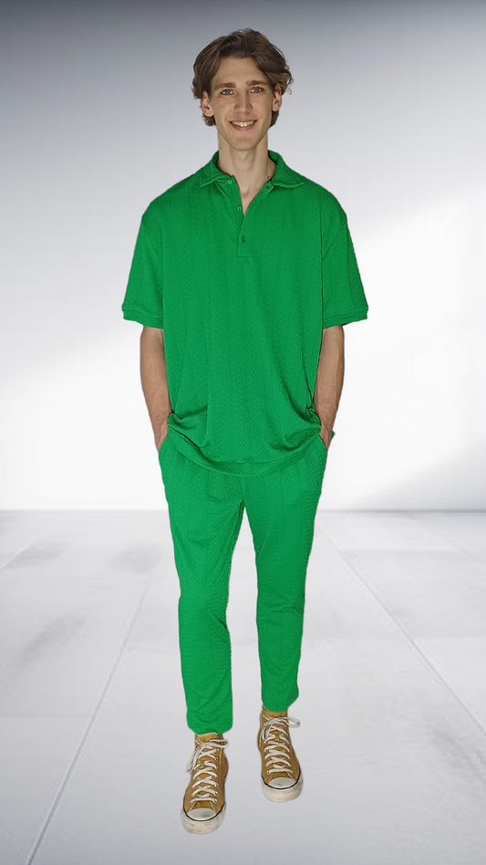 ZIMKHITHA Green Polo & Pants Two-Piece Set