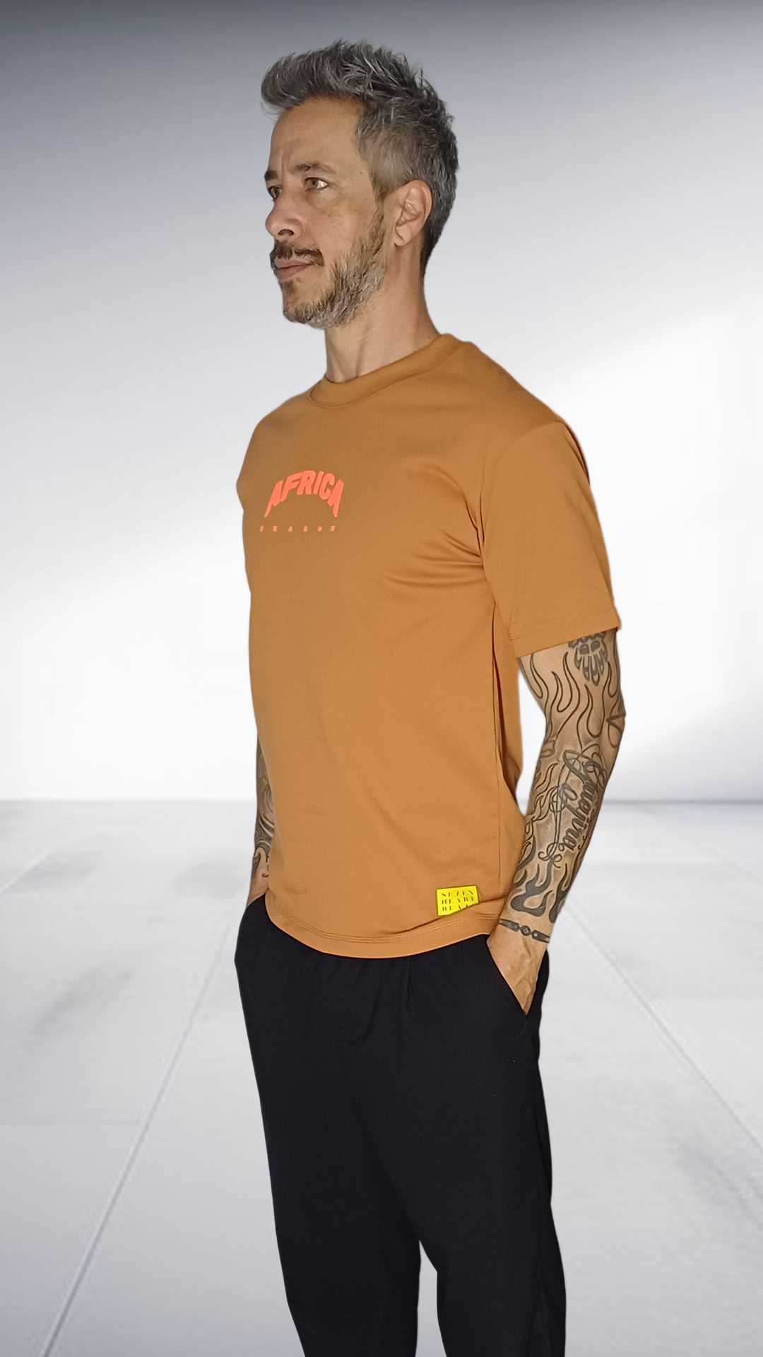 SE7EN HEART BEATS Africa Season Couple Graphic T-Shirt - Caramel & Coral