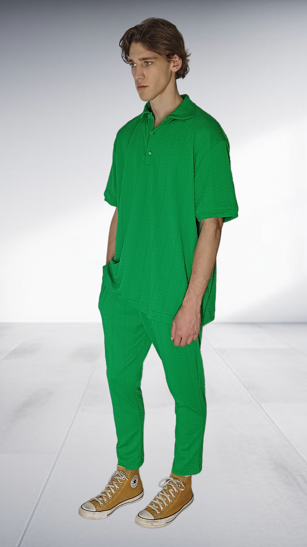 ZIMKHITHA Green Polo & Pants Two-Piece Set