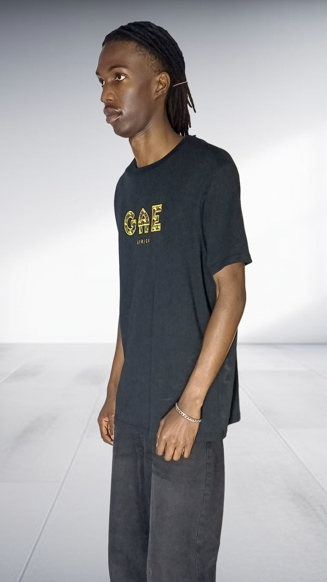 GAE Africa Logo T-Shirt - Black with Gold Embroidery