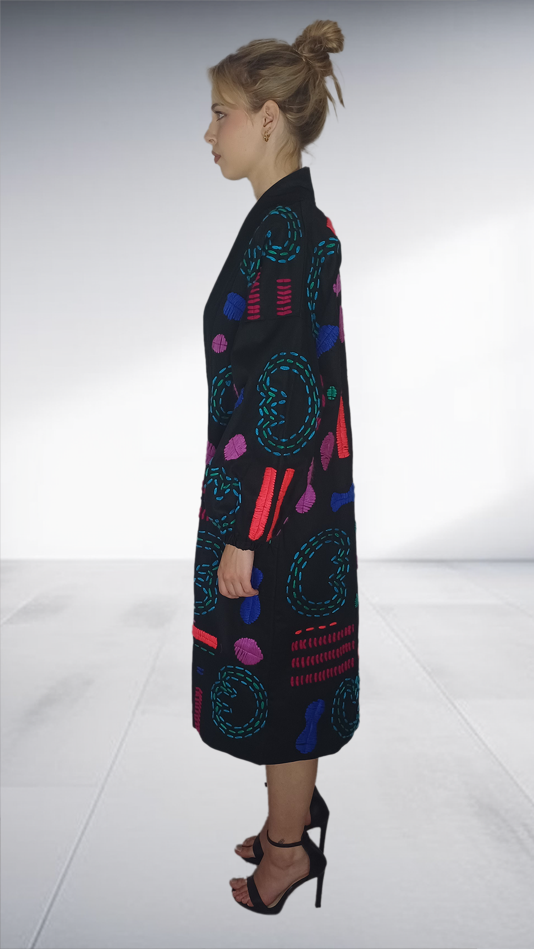 Hand Embroidered Doodle Kimono Jacket