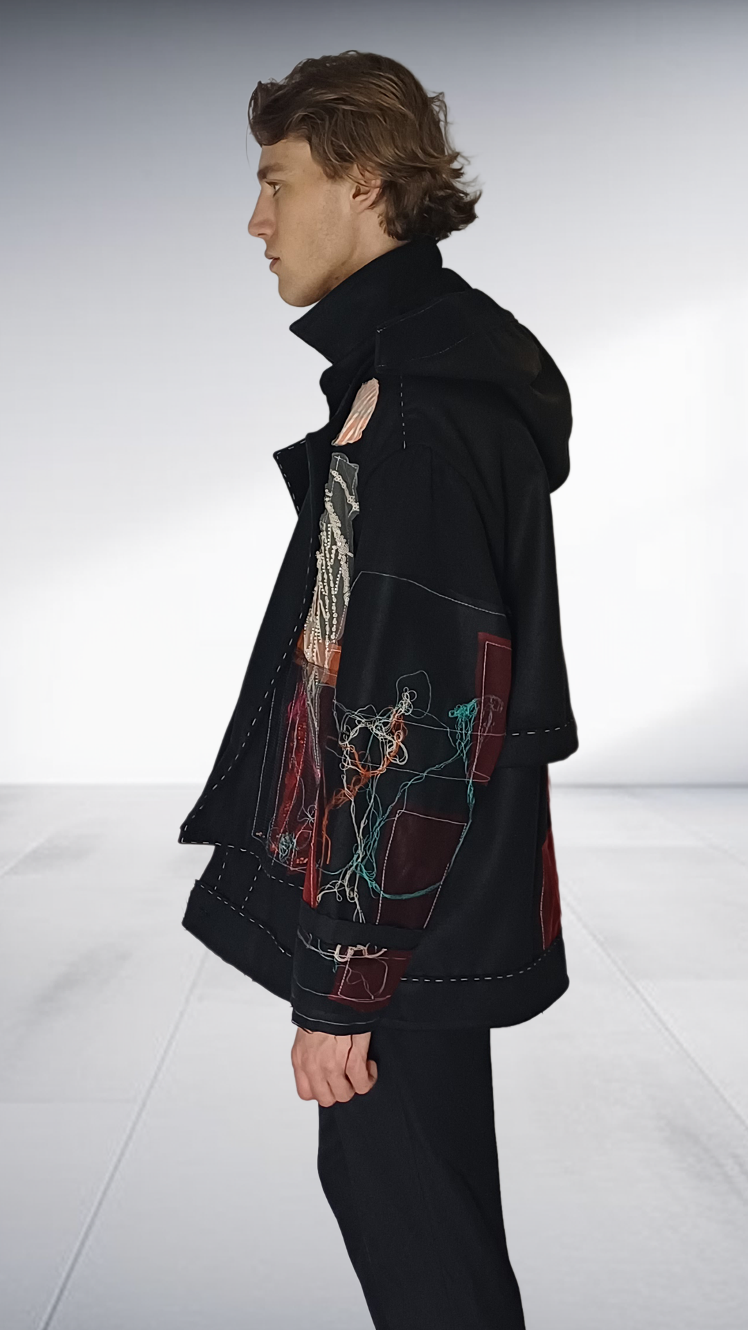 Sipho Mbuto Artistic Hooded Jacket - Black with Embellishments