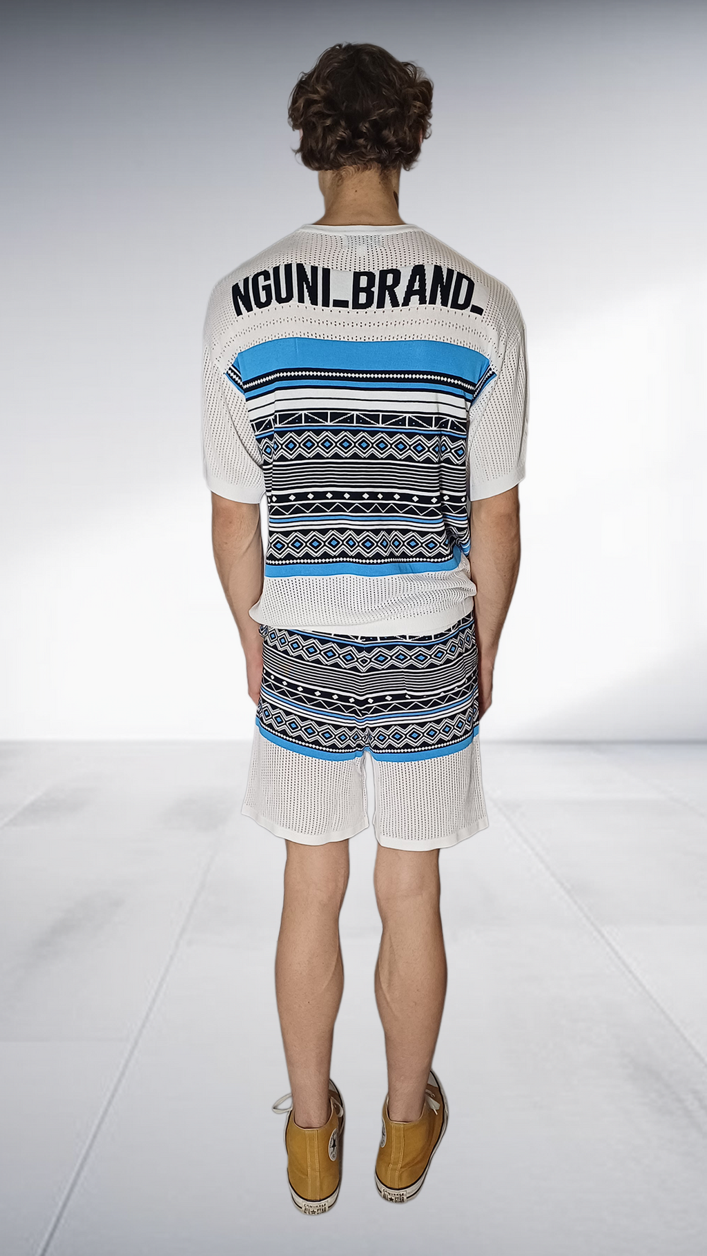 NguniBrand Nqadu Knit Two-Piece Set - Cream & Blue