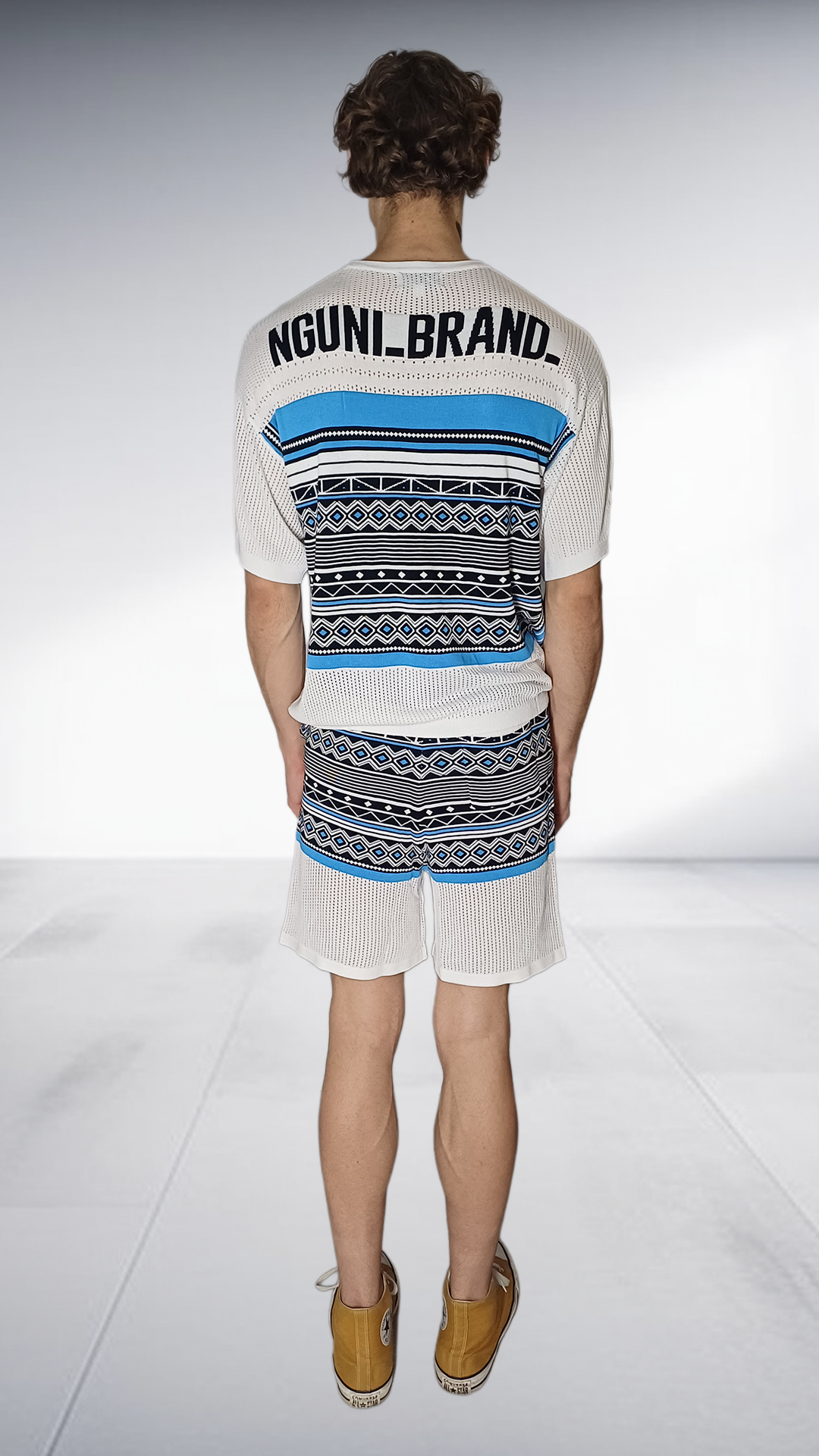 NguniBrand Nqadu Knit Two-Piece Set - Cream & Blue