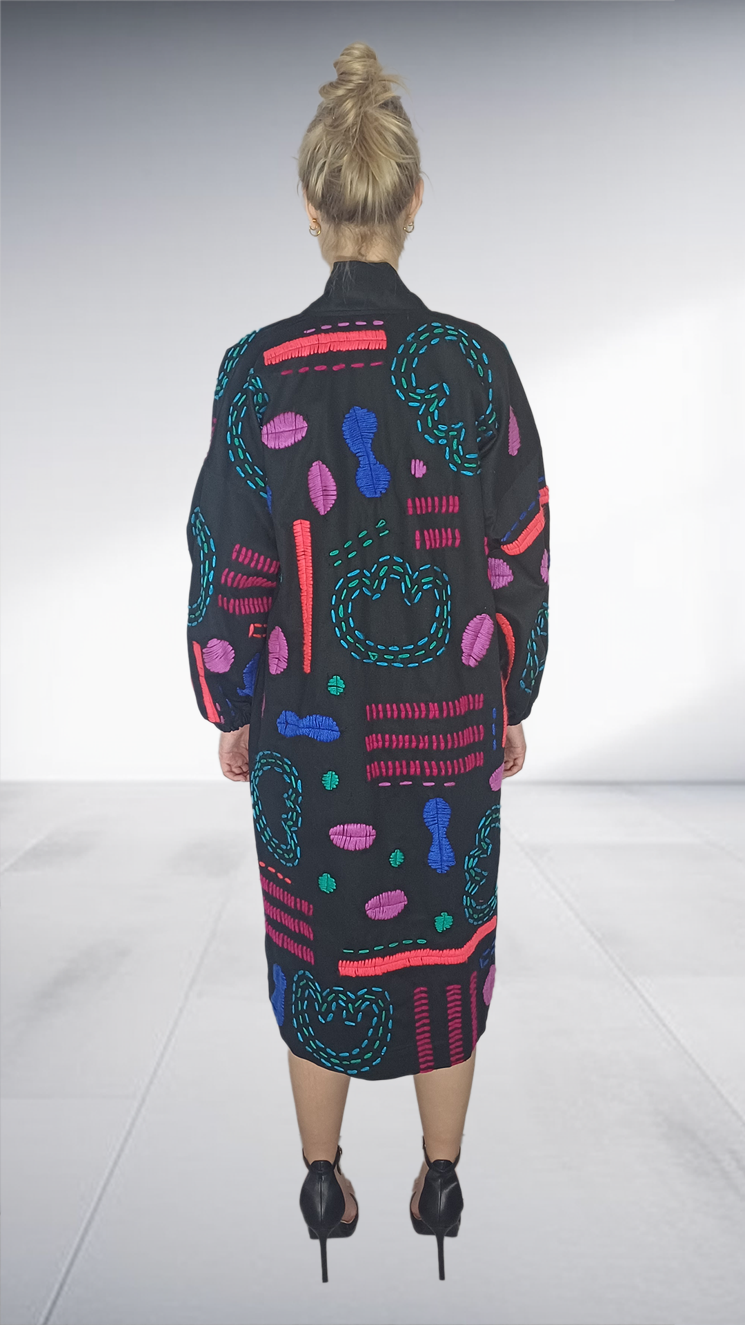 Hand Embroidered Doodle Kimono Jacket