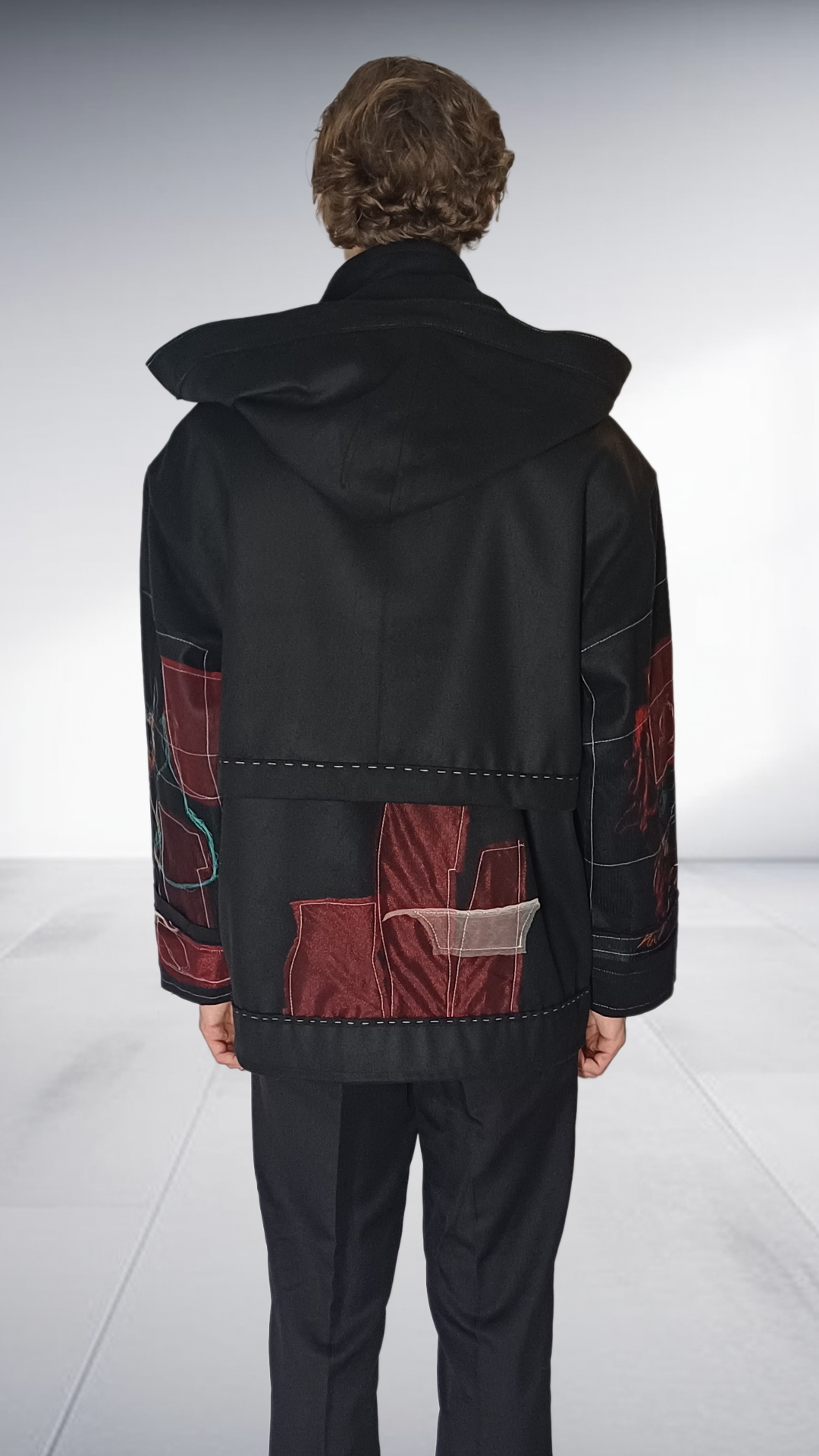 Sipho Mbuto Artistic Hooded Jacket - Black with Embellishments