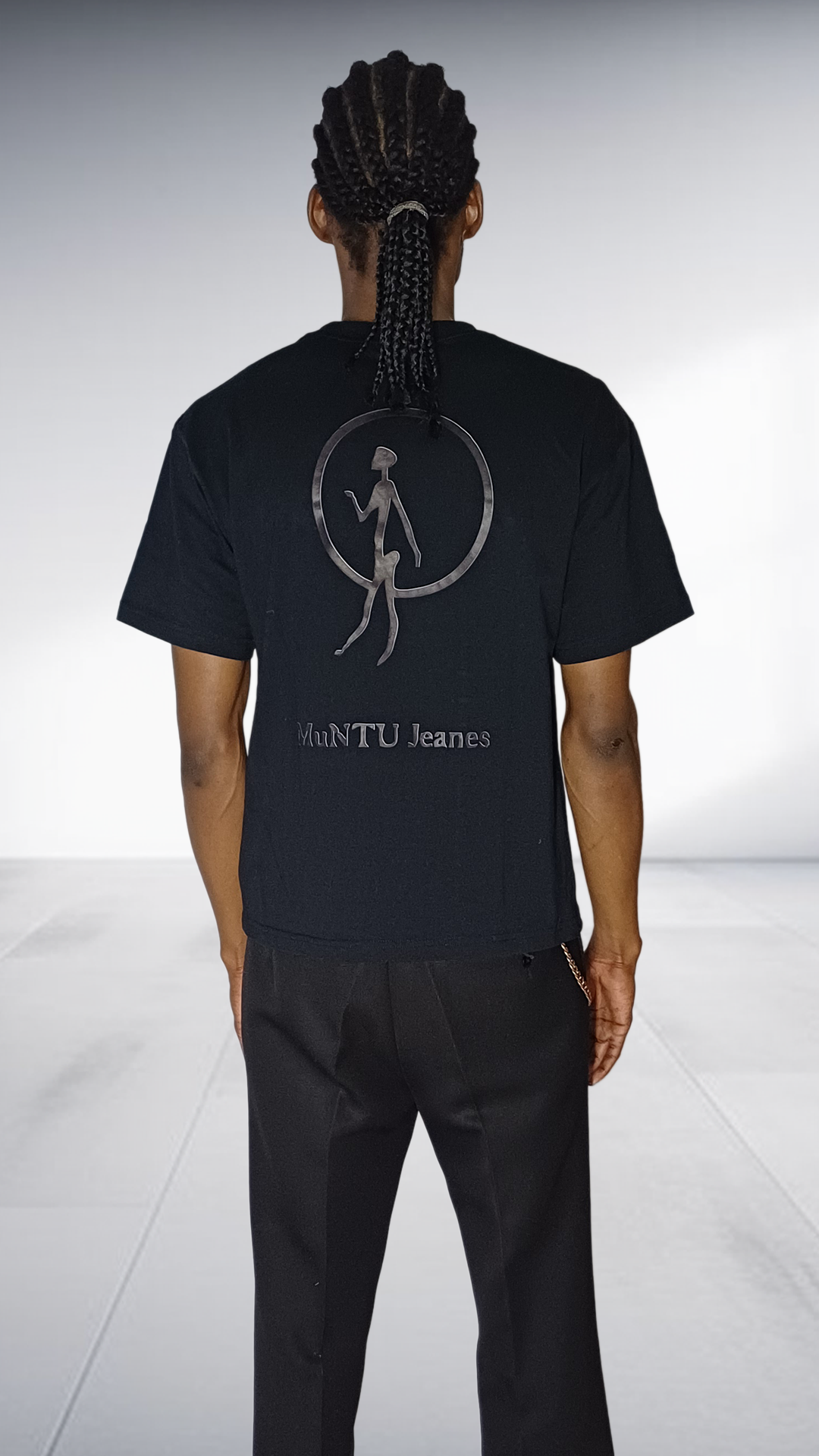 Afrikanswiss Silver Portrait T-Shirt - Black