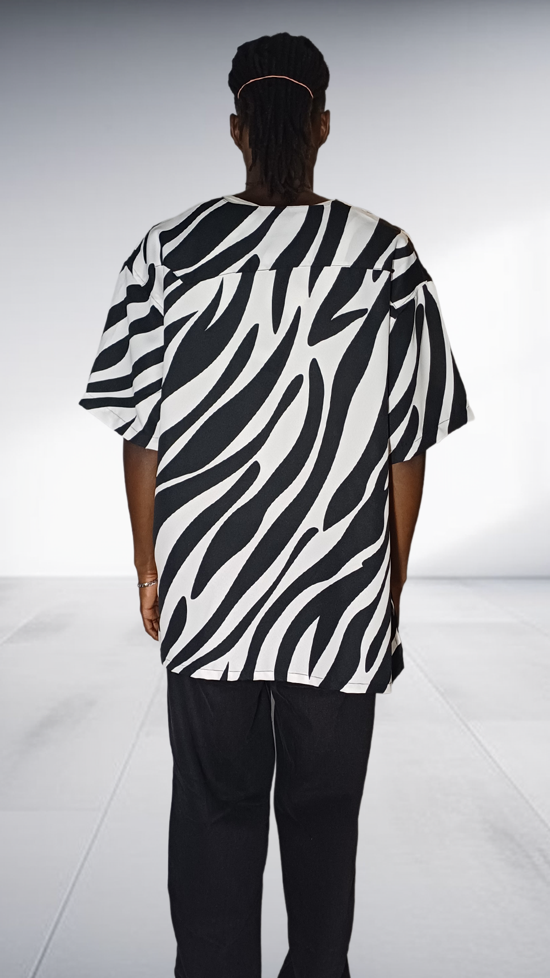 Imprint Zebra Print Oversized Short Sleeve Shirt - Black & White