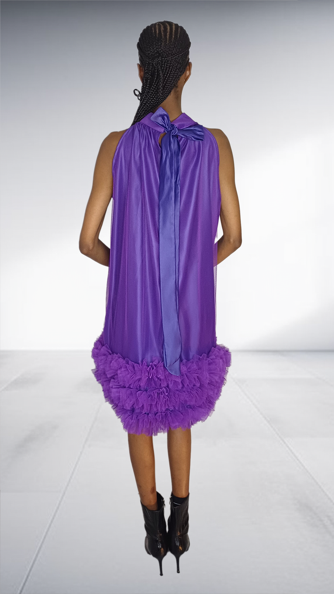 LK Clothing Purple halter-neck Freedom Dress with Ruffle