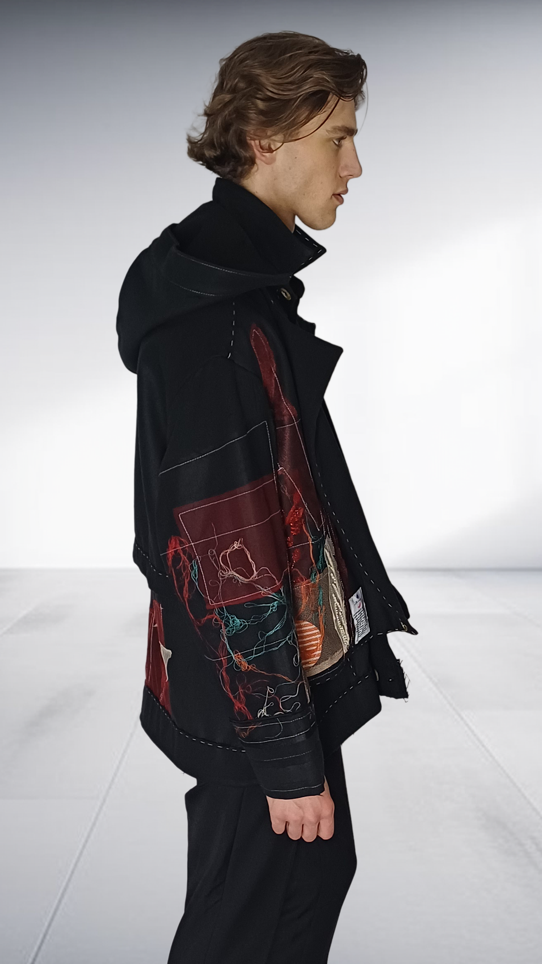 Sipho Mbuto Artistic Hooded Jacket - Black with Embellishments