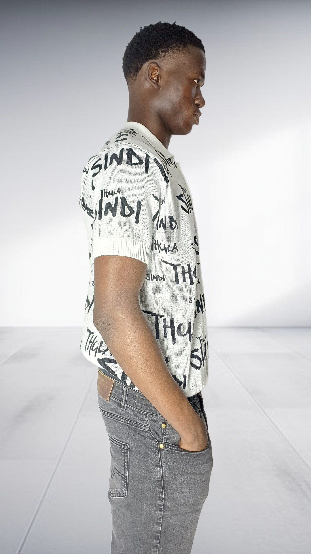 Thula Sindi Signature Knit Polo Shirt - Cream & Black