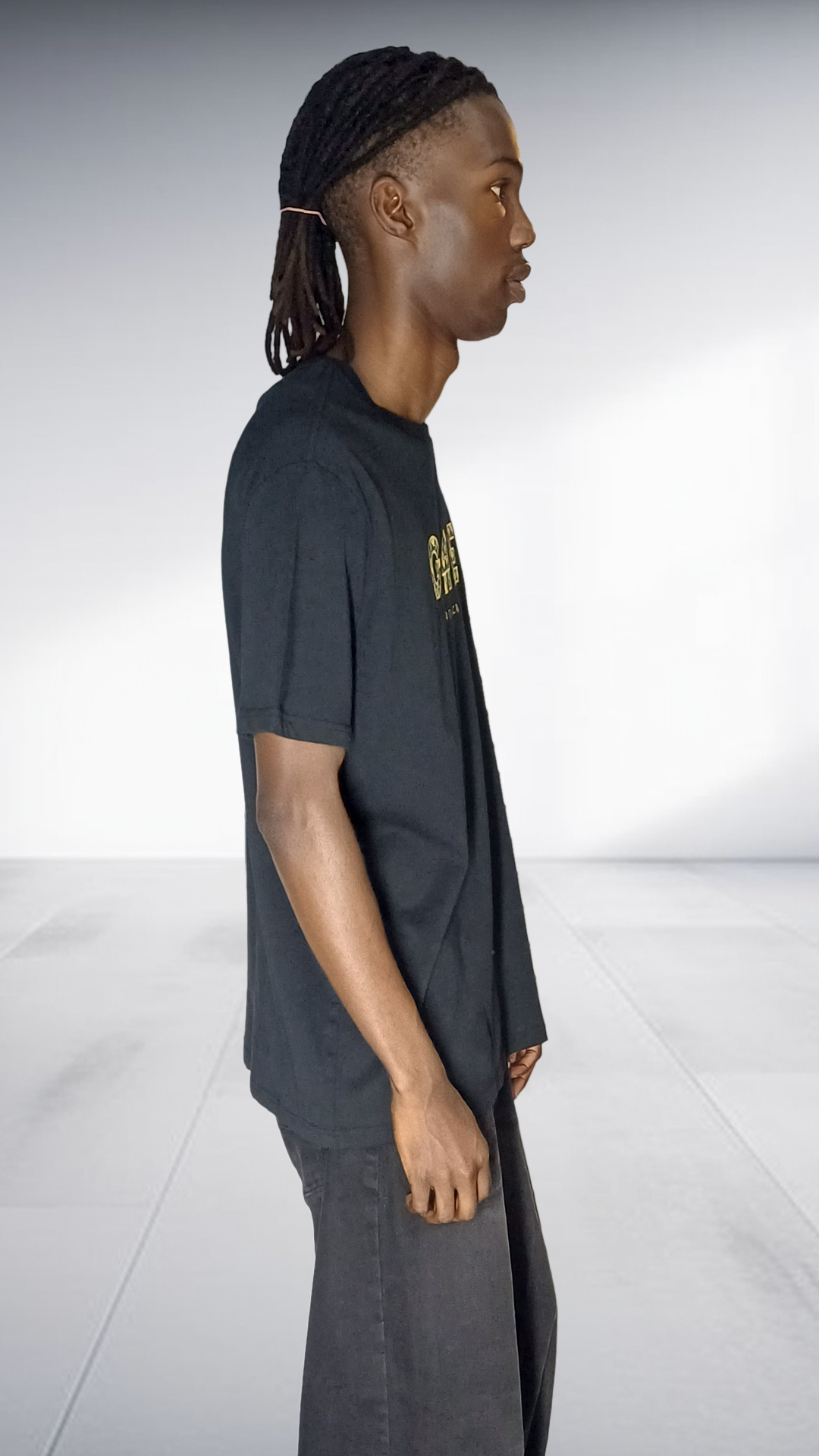 GAE Africa Logo T-Shirt - Black with Gold Embroidery