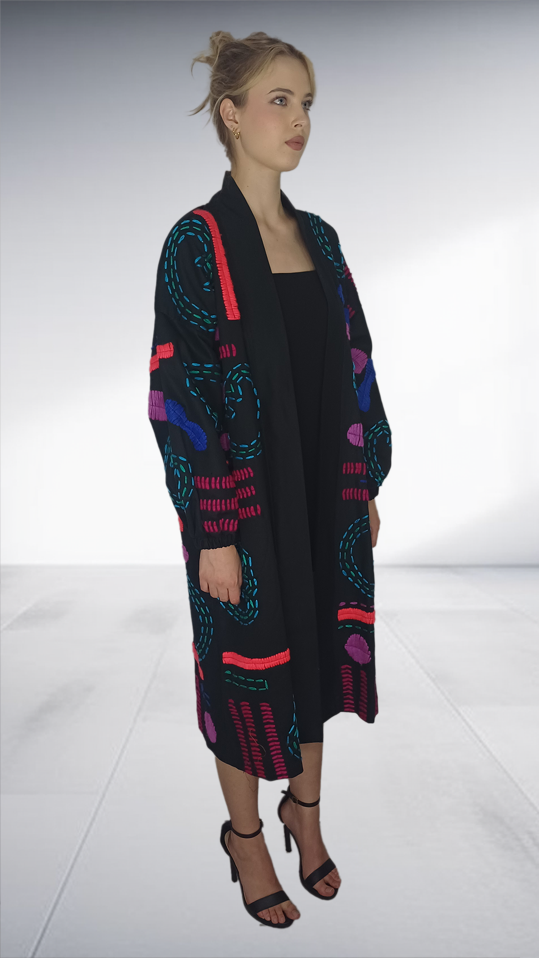 Hand Embroidered Doodle Kimono Jacket