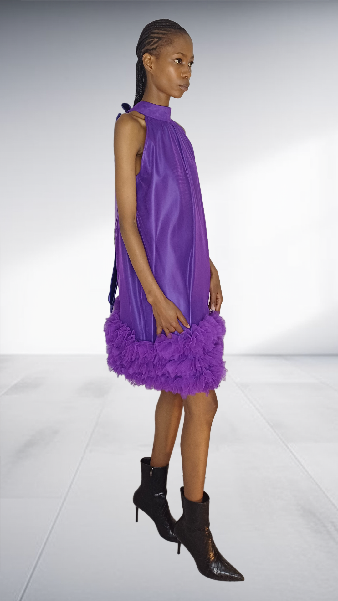 LK Clothing Purple halter-neck Freedom Dress with Ruffle