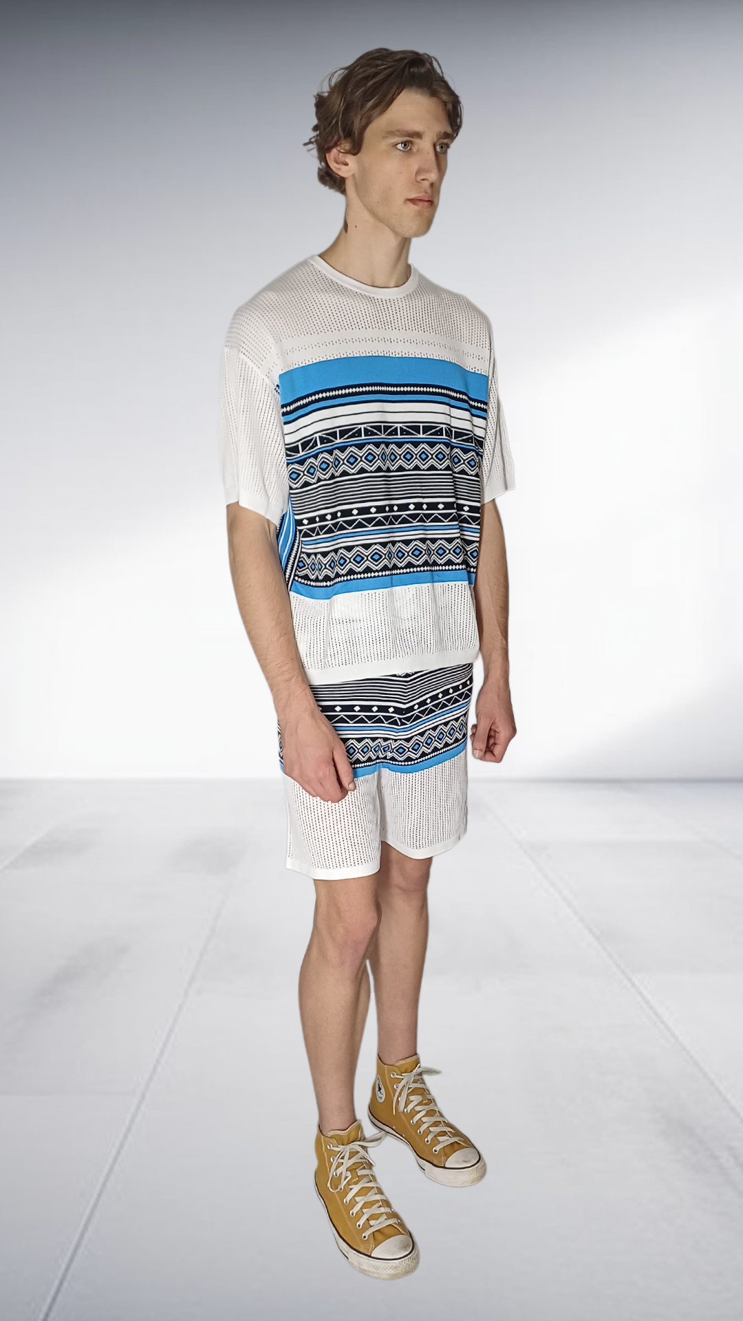 NguniBrand Nqadu Knit Two-Piece Set - Cream & Blue