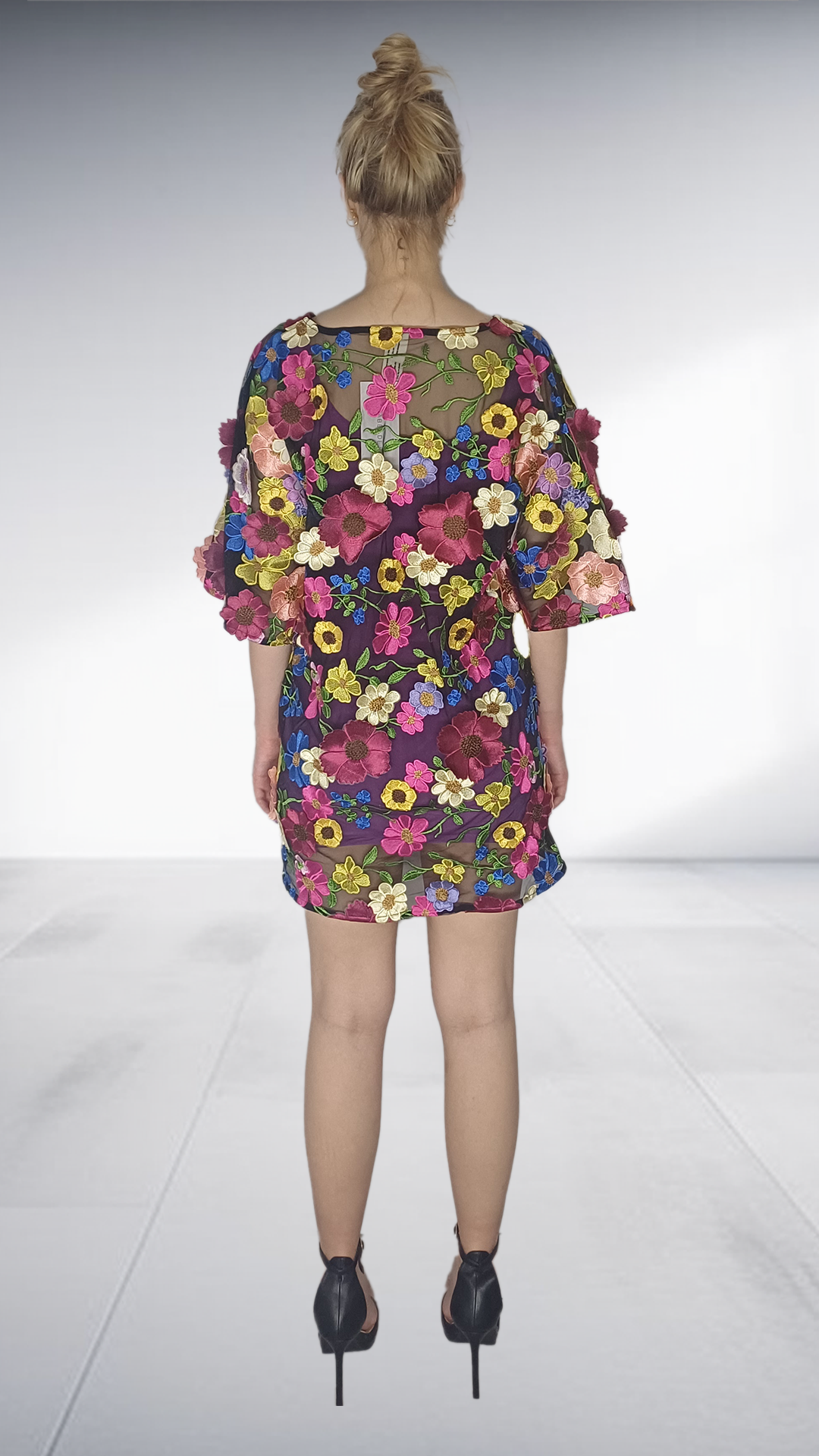 3D Floral Embroidered Tunic Dress