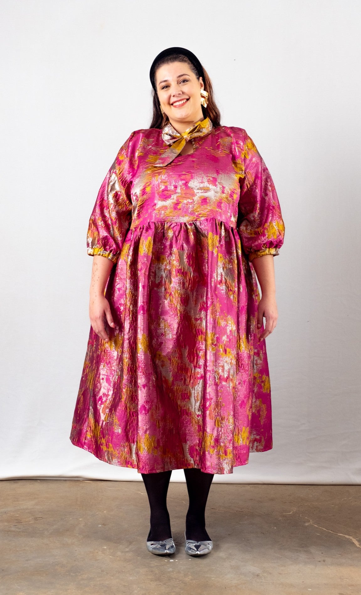 BOW BROCADE DRESS