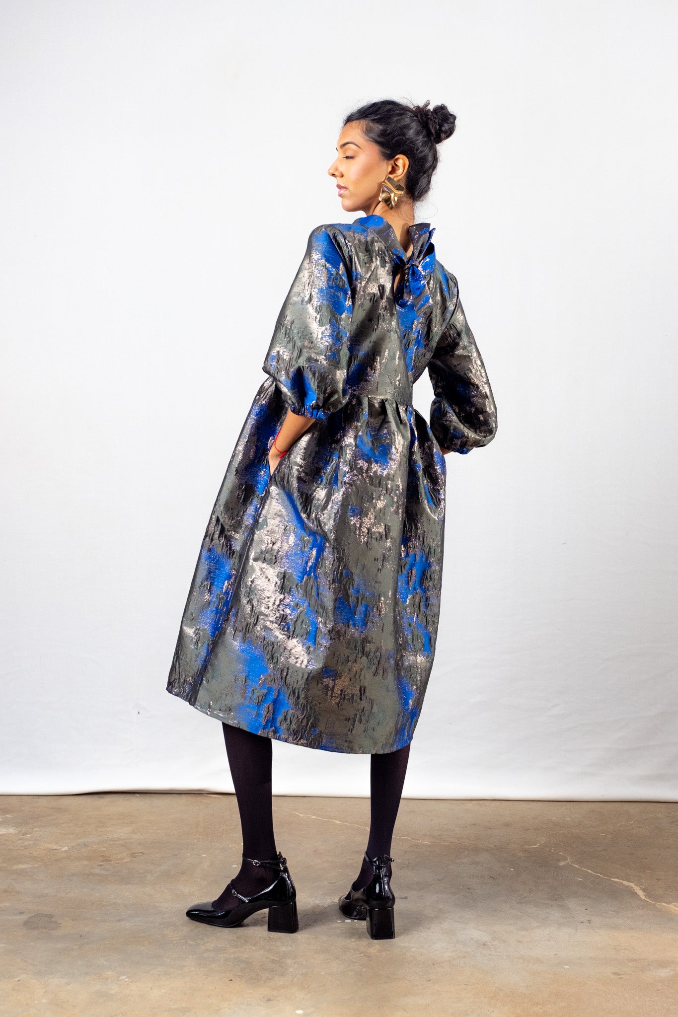 BOW BROCADE DRESS