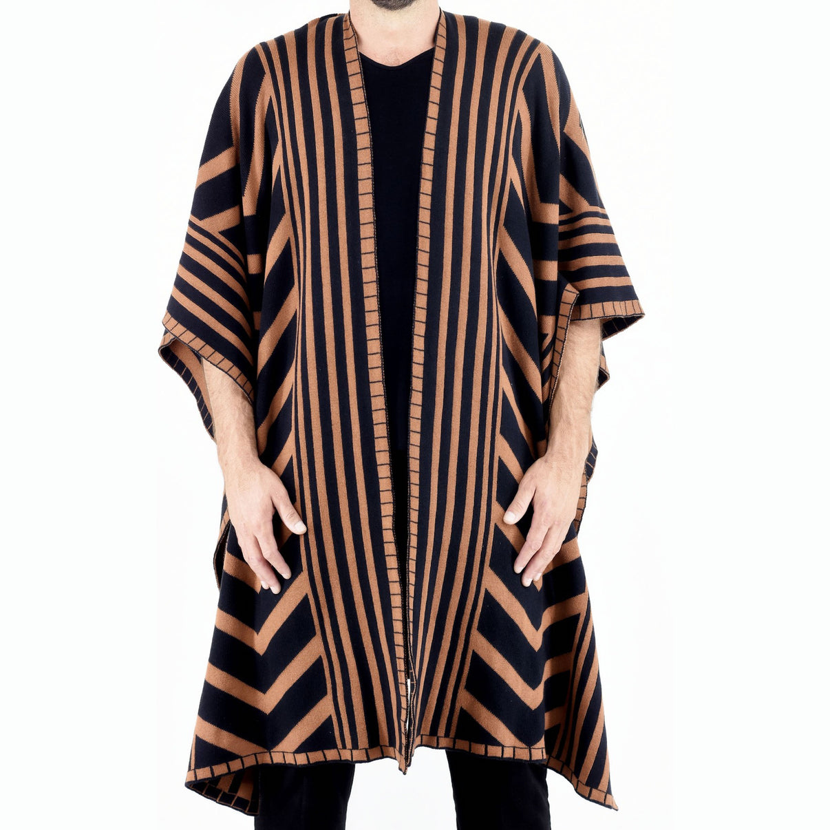 ZG5425 Rust Black Zebra Poncho AfricaRise Online